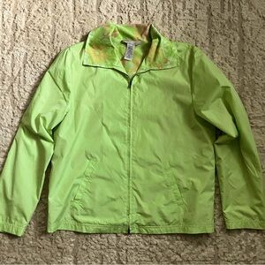 Sag Harbor Sport Lime Green, Floral Mesh-lined Jacket Medium